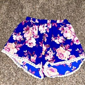 Blue floral shorts